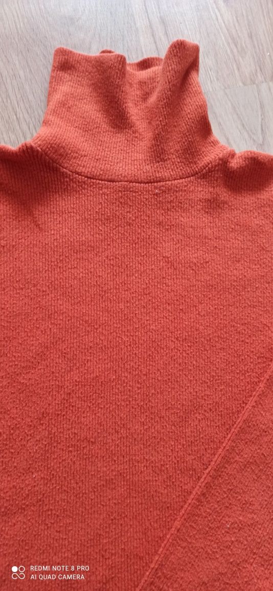 S / M / L rudy pomarańczowy golf bluzka z golfem