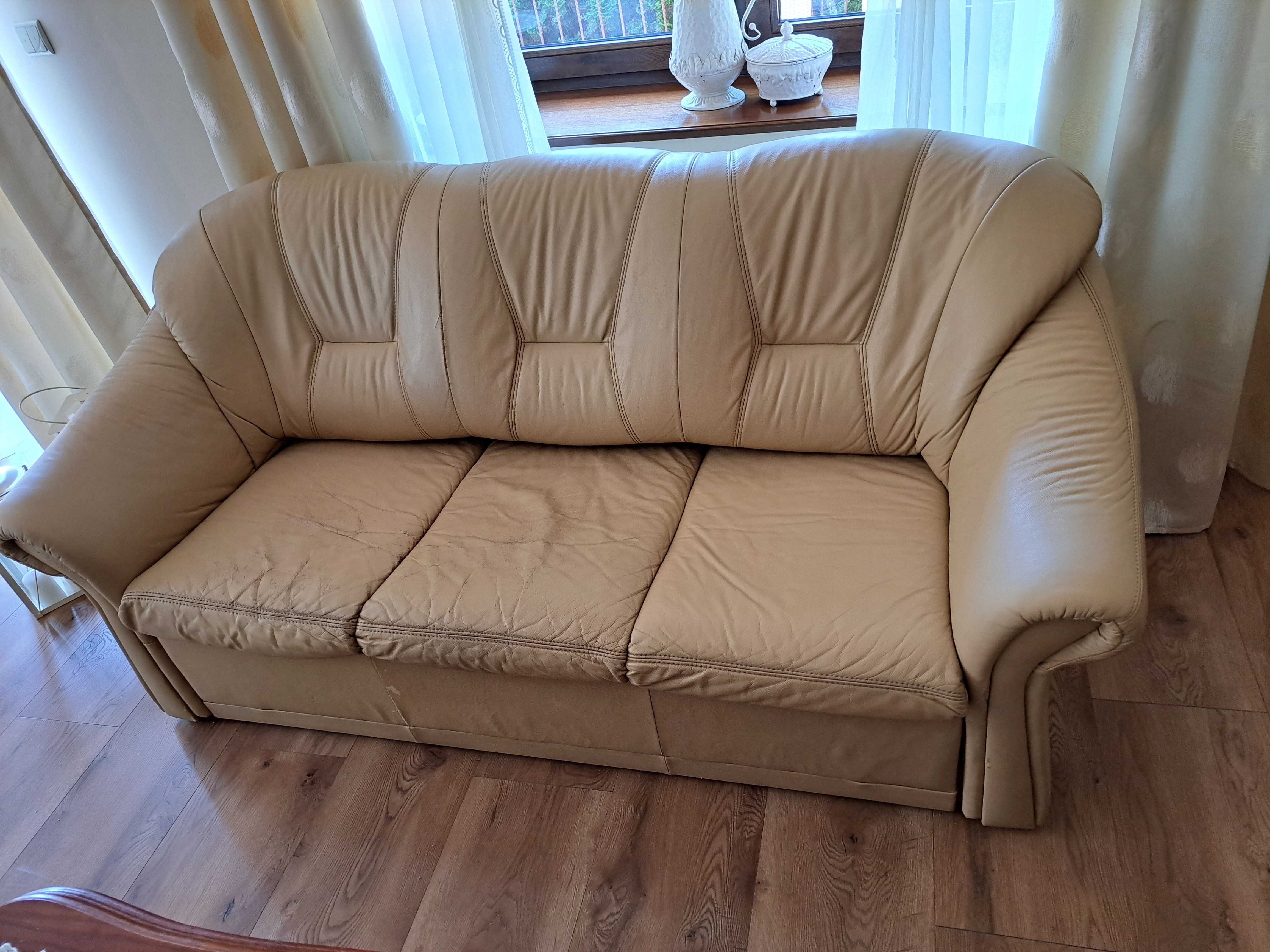 Komplet wypoczynkowy skórzany (sofa + 2 fotele)