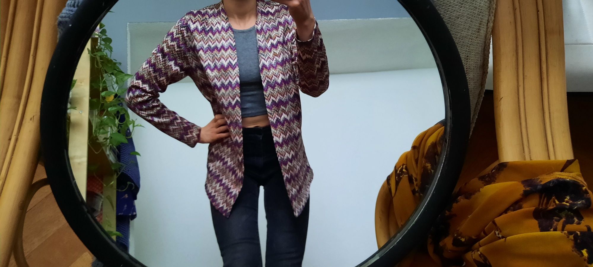 Marynarka sweterkowa vintage hippie 36 s