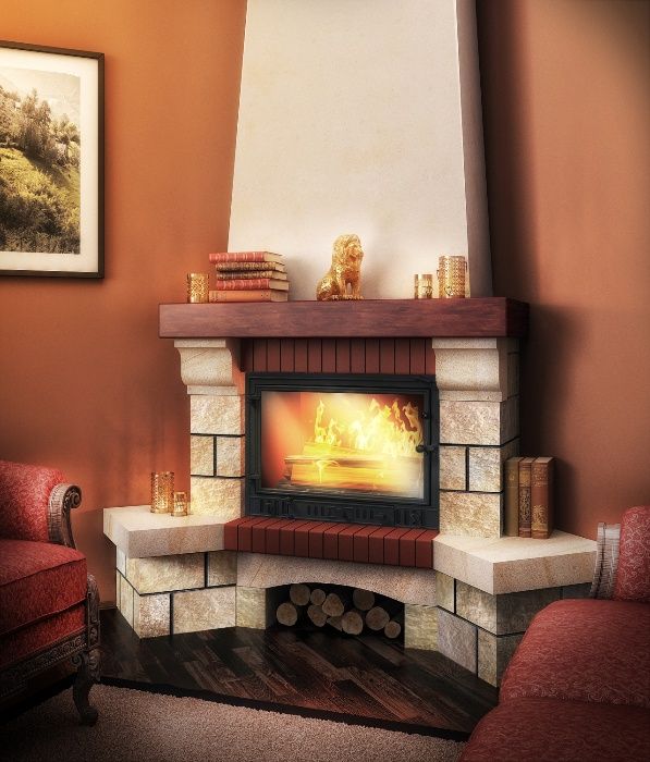 Каминная топка 16 квт полный фарш:двойнаякамера,самоочищение стекла