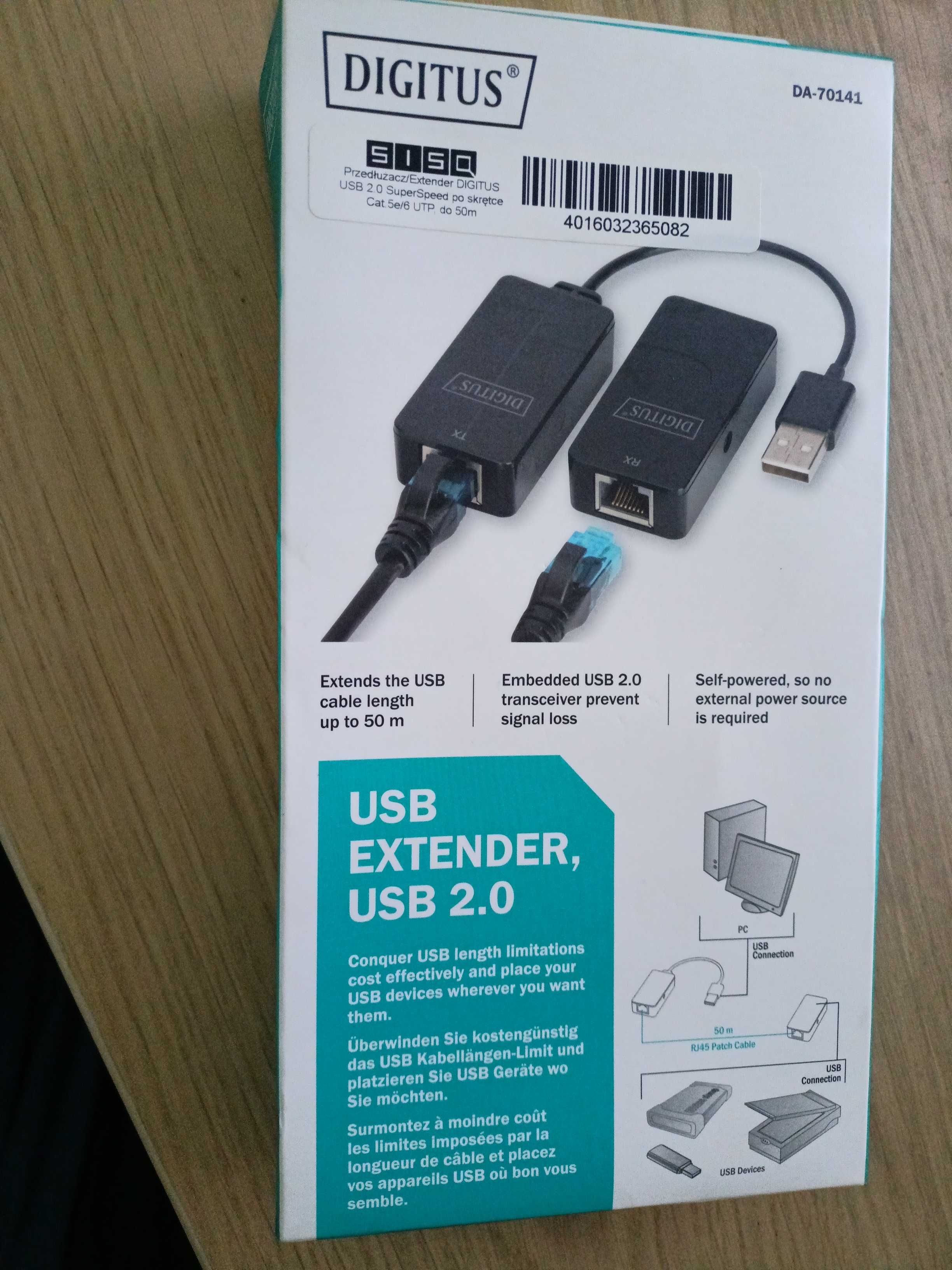 Przedłużacz USB 2.0 przez ethernet