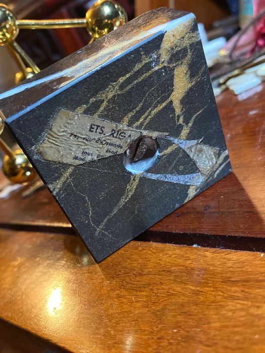 Escultura Vintage Átomo Latão Base Mármore Bruxelas 13 cm