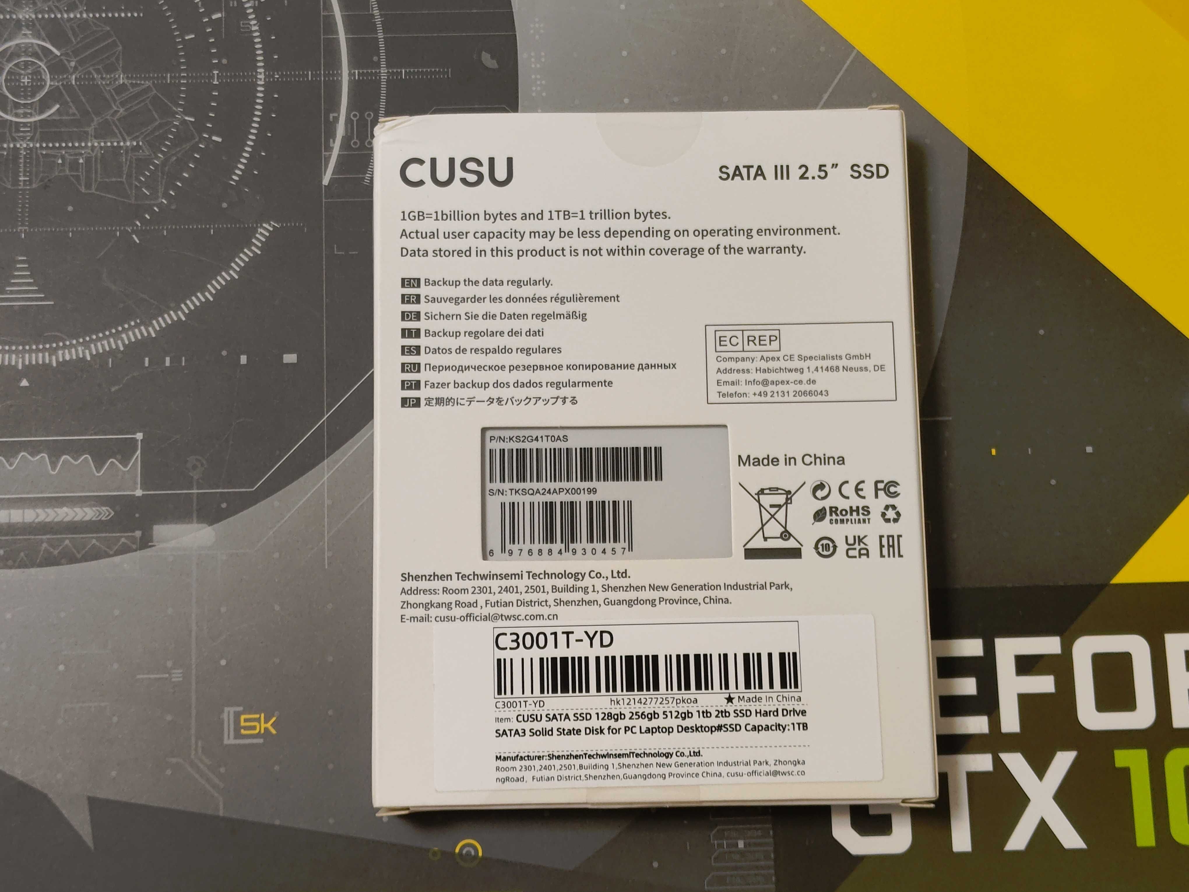Швидкий SSD Cusu 1Tb новий для пк або ноубука