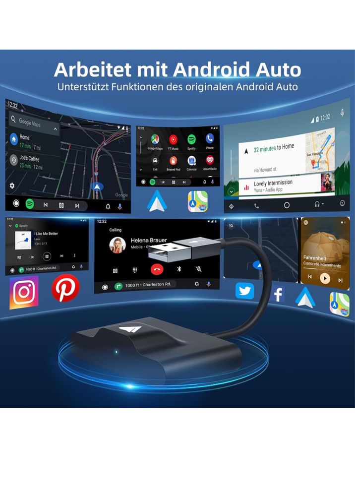 Bezprzewodowy adapter android auto carplay wifi bluetooth