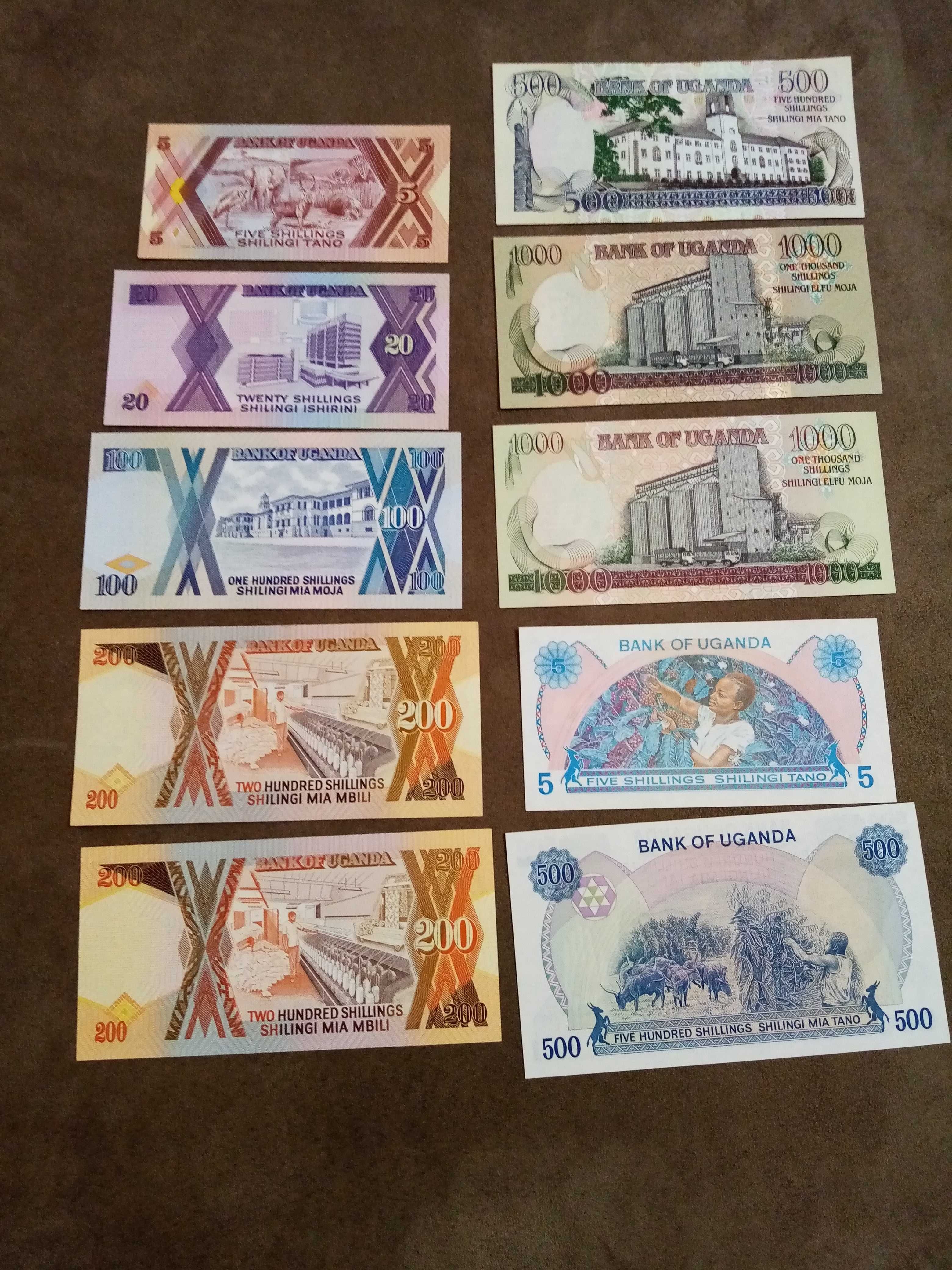 UGANDA lote de 10 notas novas. Não Circuladas conforme foto.