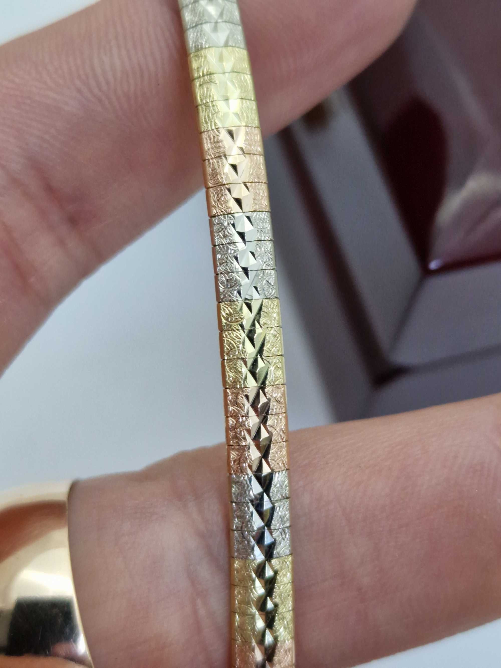 Złota 3-kolorowa bransoleta 585