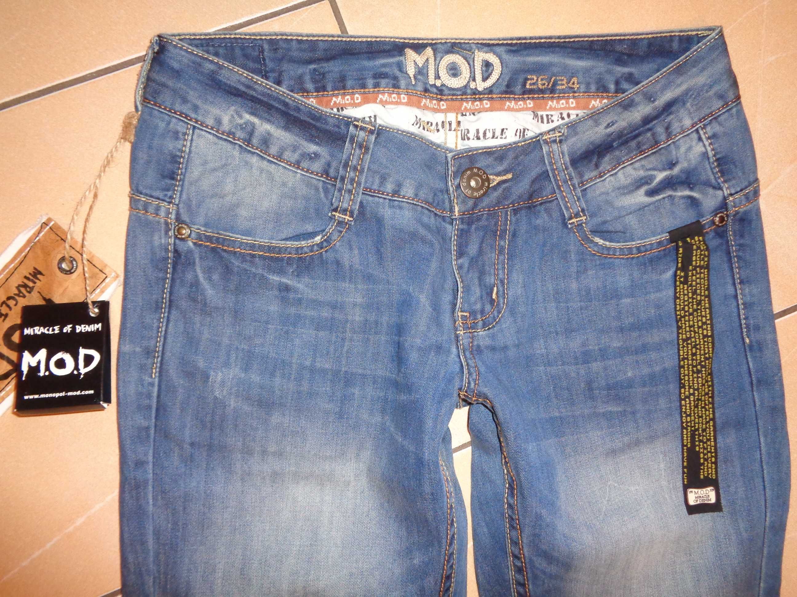 M.O.D. Miracle of DENIM oryg. niebieskie spodnie jeansowe NOWE r 26/34