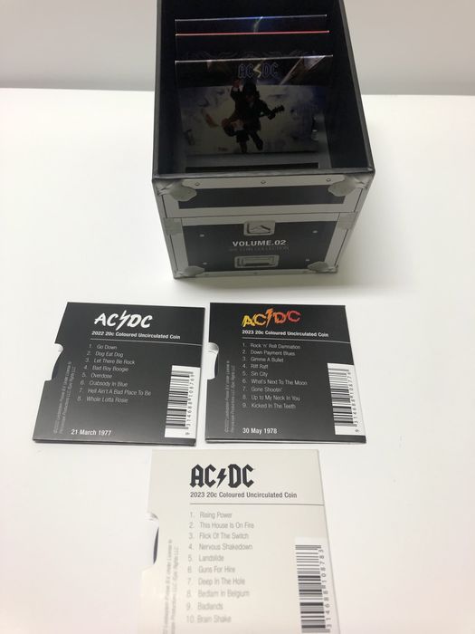 Caixa de Moedas Comemorativas dos 50 anos da Banda AC DC