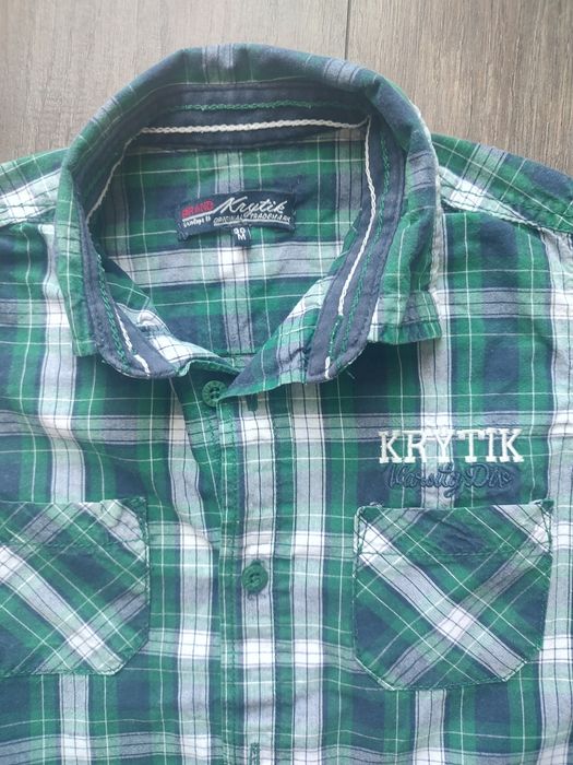 Koszula zielona w kratę chłopięca r.98