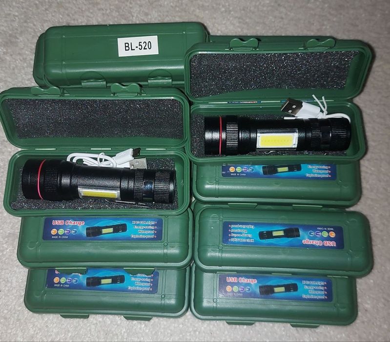 Ліхтар BL-520-T6+COB, Li-Ion 1000 мА/h., ЗУ microUSB, zoom, Box