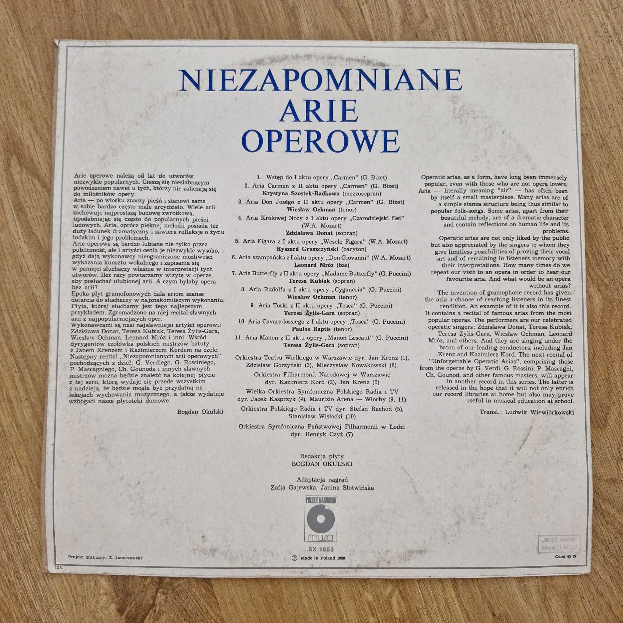 Niezapomniane arie operowe winyl
