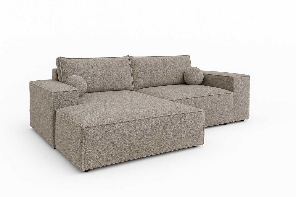 Narożnik rozkładany COBO 255 cm funkcja spania sprężyna falista boucle
