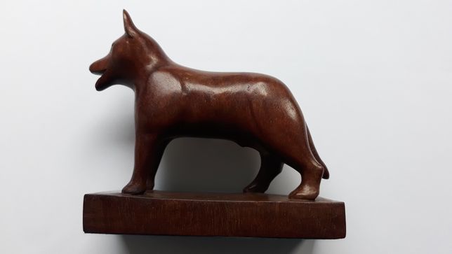 Antyki stara drewniana figurka psa