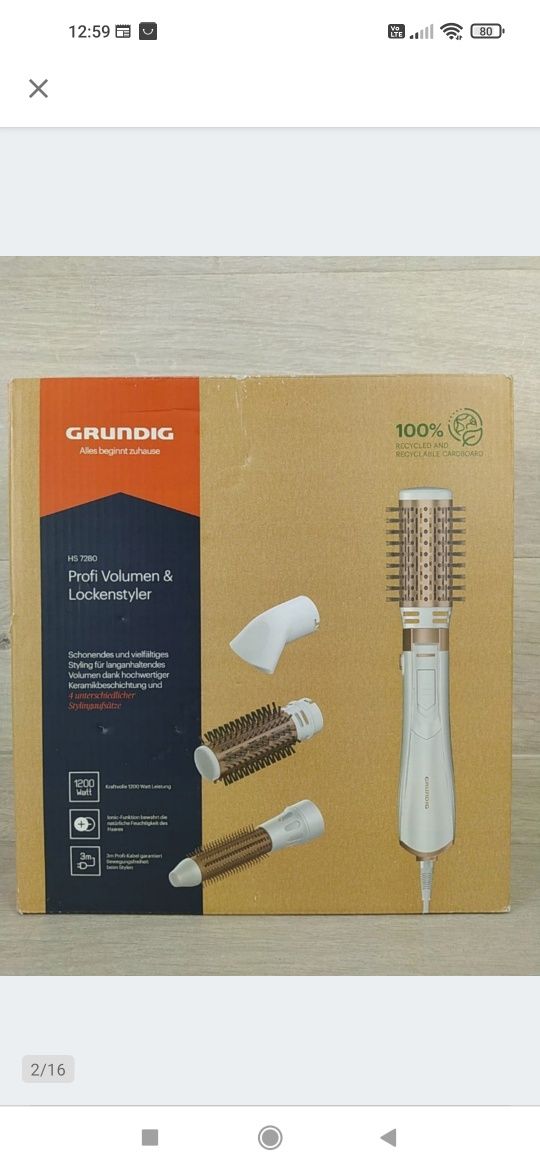 GRUNDIG HS 7280 Lokówko - suszarka 4 końcówki + etui OUTLET

Po zwroci