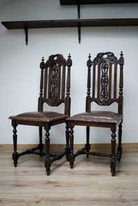 Antyczne krzesła styl Henryk II Francja XIX w. (meble gdańskie)