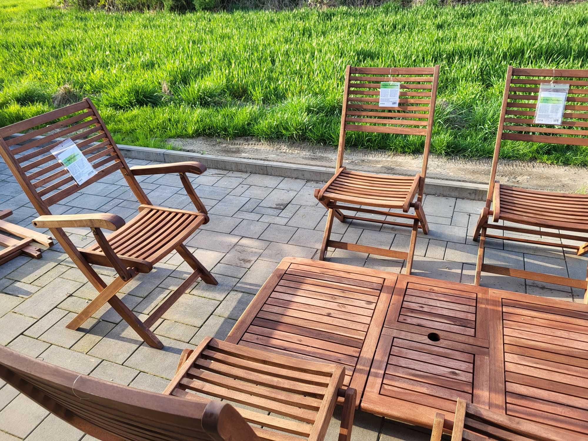meble ogrodowe stół 6 krzeseł akacja