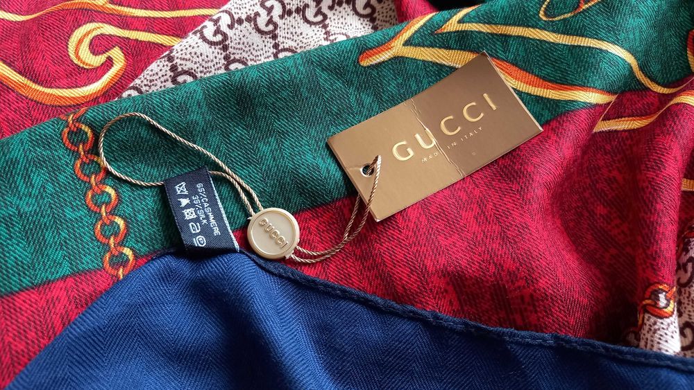 Gucci палантин 180х86 см шарф кашемир шелк двусторонний