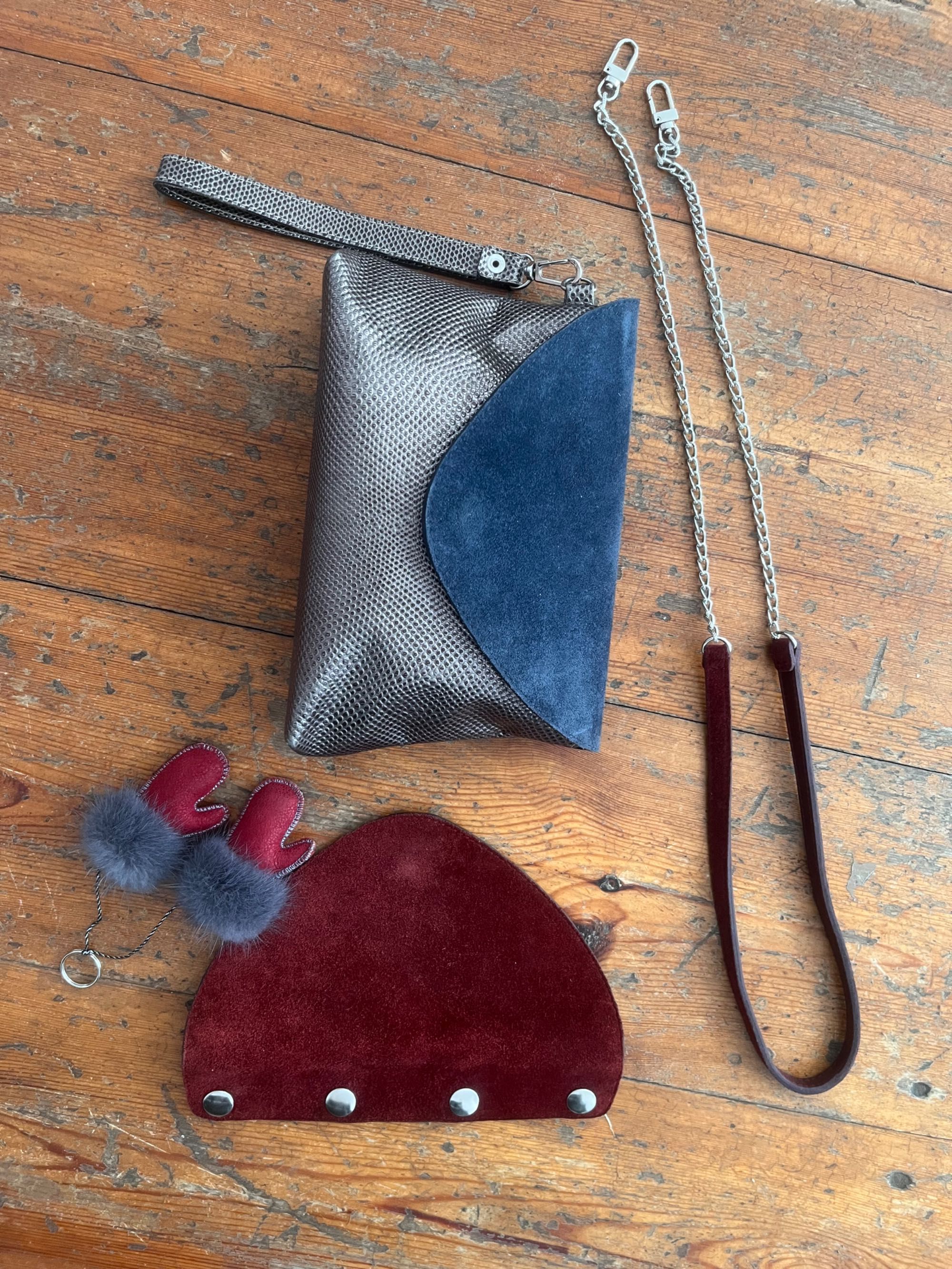 Torebka ze skóry kopertówka clutch handmade