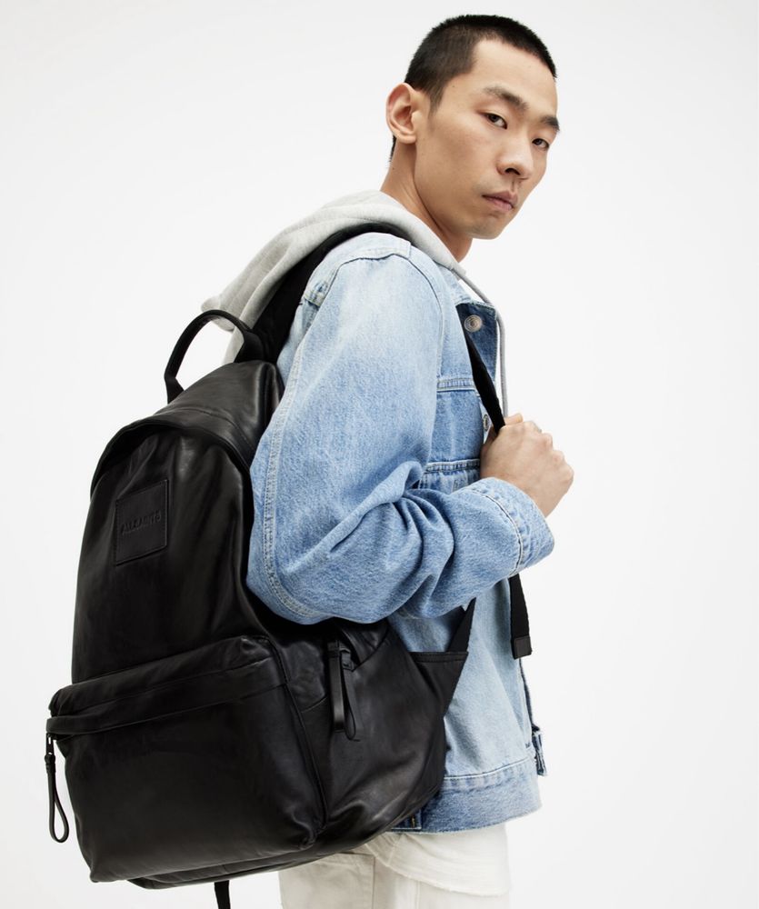 Carabiner Embossed Logo Leather Backpack allsaints шкіряний рюкзак