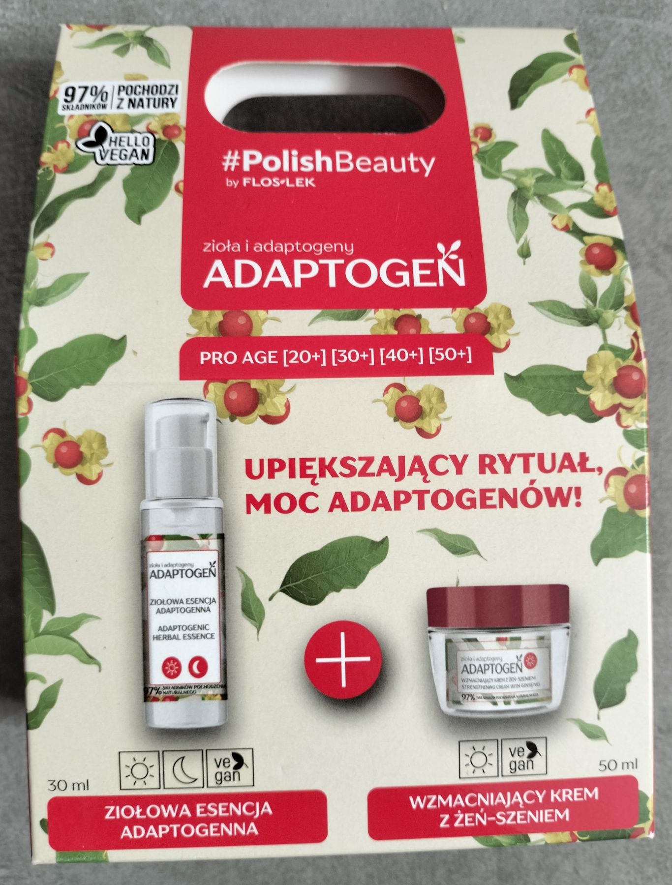 FlosLek ADAPTOGEN Zestaw kosmetyków - ziołowa esencja, krem