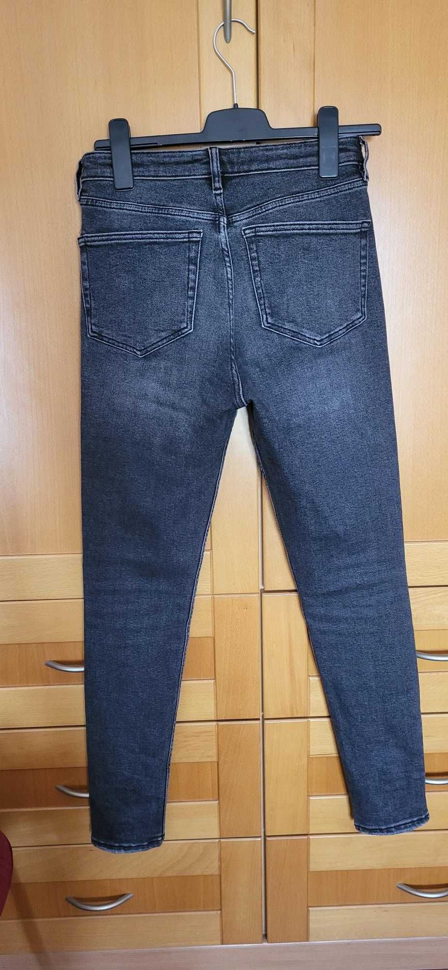 Calças ganga / jeans cinzentas skinny cintura alta