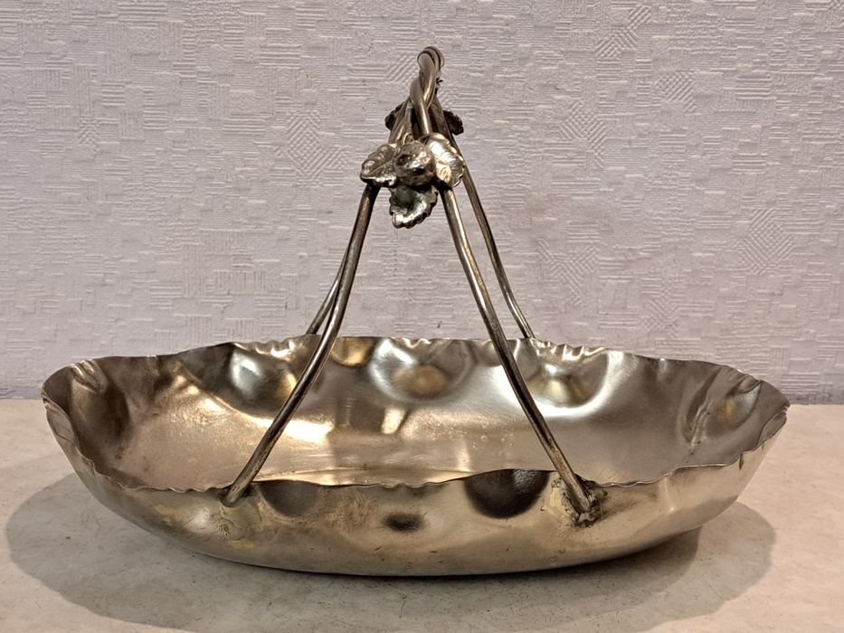 Бронзовая антикварная фруктовнца 19в.  - латунь, серебрение