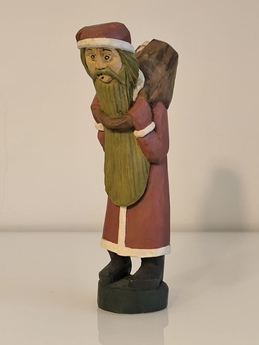 Rzeźba ludowa drewniana Sygnowana Stanisław Suska Święty Mikołaj