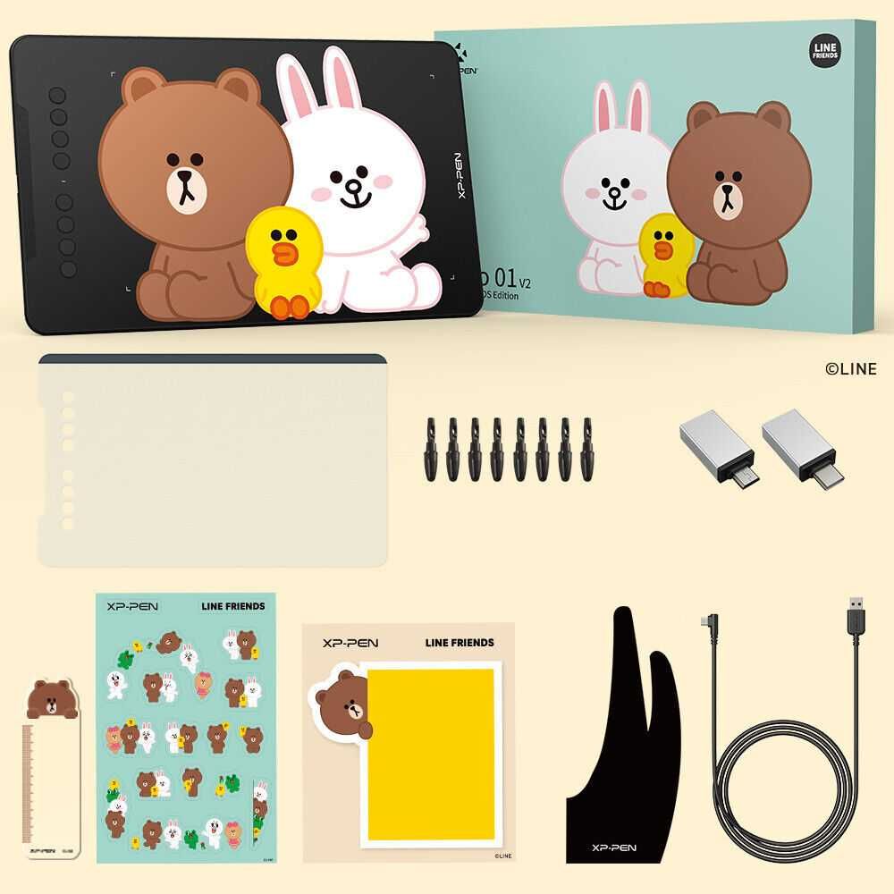 Нова версія XP-Pen Deco 01 v2 графічний планшет Line Friends Edition