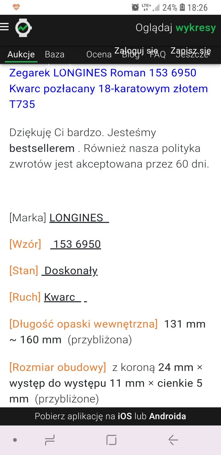 Zegarek Longines damski rarytas pozłacany