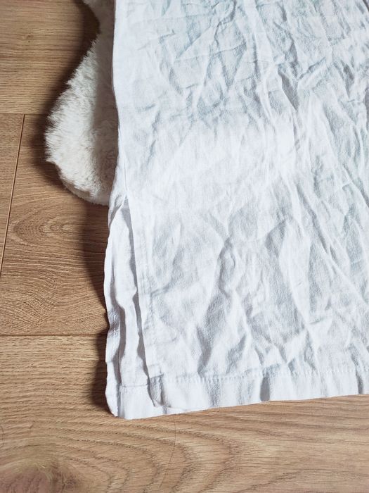 Biała lniana jakościowa sukienka XL len wiskoza lato urlop plus size