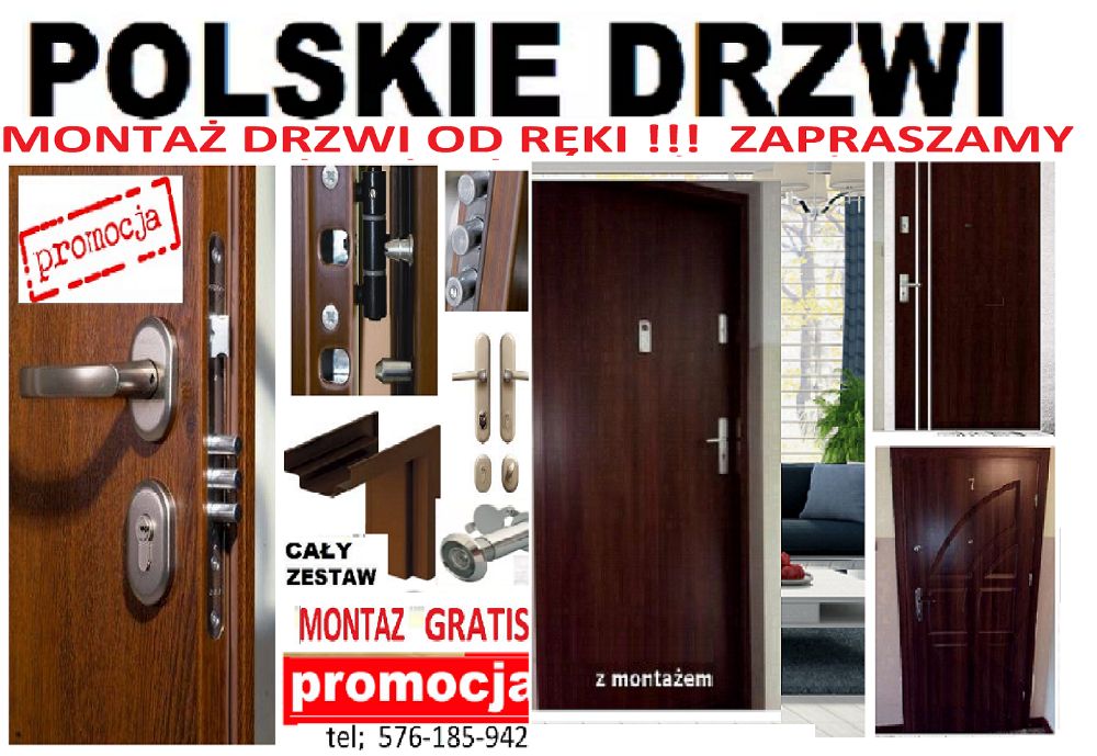 WYPRZEDAŻ , drzwi zewnętrzne do mieszkań z MONTAŻEM, wewnątrzklatkowe