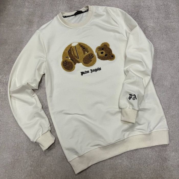 ЦІНА БУЛА 2800! Мужской свитшот PALM ANGELS белая кофта Пальм мишка