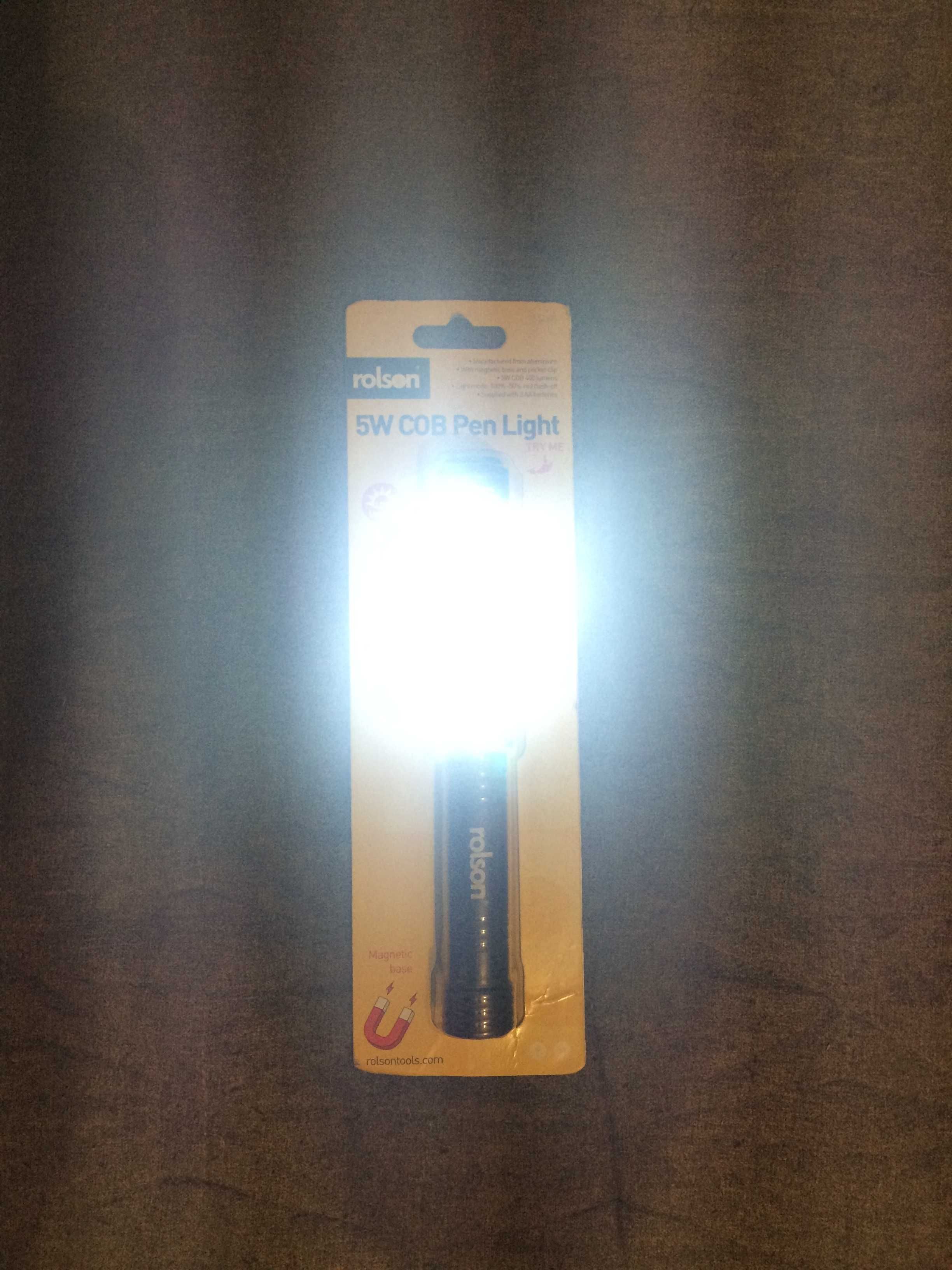 ROLSON latarka LED 5W COB 400lm penlight 3xAA, mocny magnes NOWA