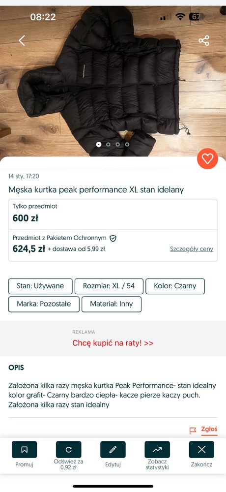 Kurtka peak performance  xl