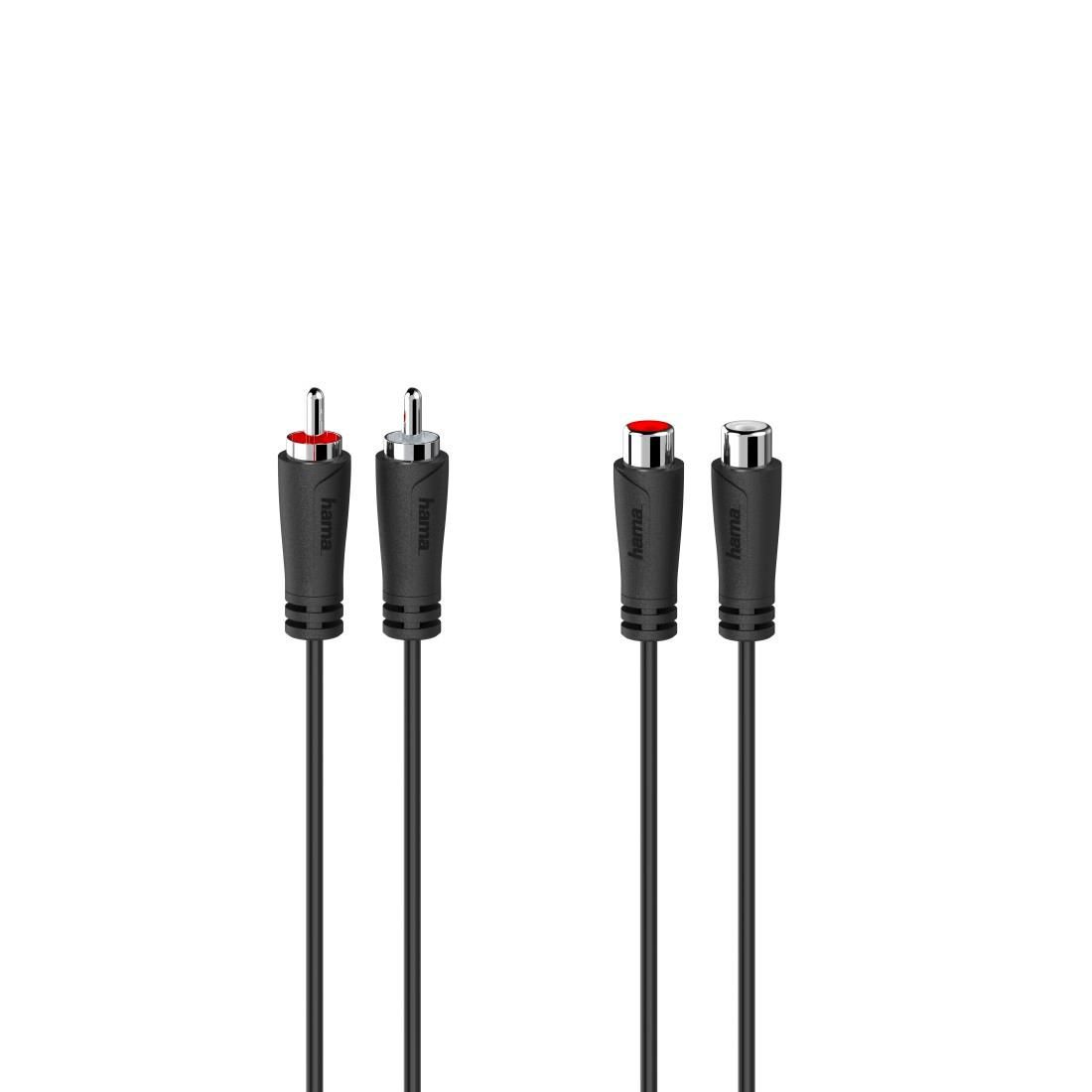 Hama Przedłużacz 2xcinch - 2xcinch, RCA 1,5m, czarny OUTLET