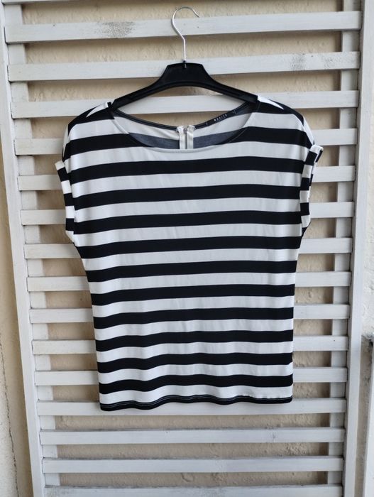 r. S 36 Mohito bluzka na krótki rękaw w paski czarno białe zamek
