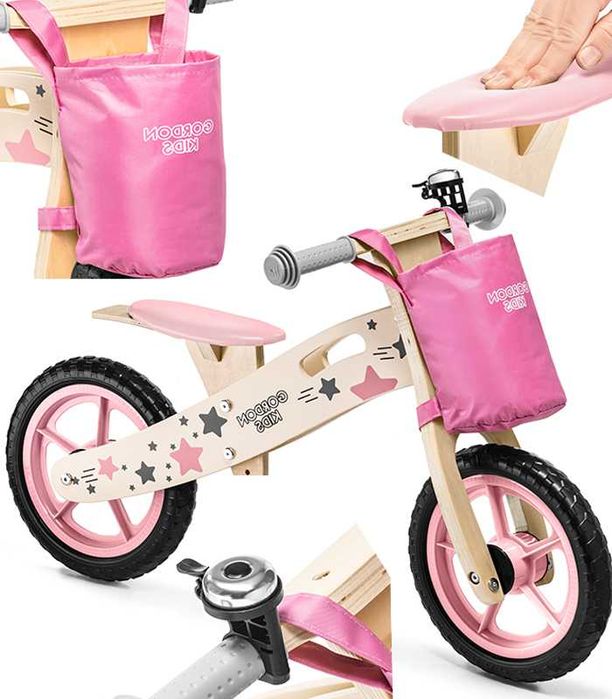 Rowerek Biegowy 12' dla dziecka ROWER DREWNIANY Z TORBĄ KOŁA EVA G202