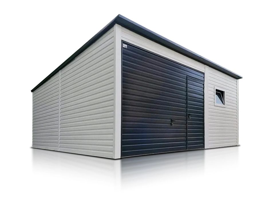 Garaż jednostanowiskowy 6x6 m - Dach jednospadowy, Brama uchylna autom