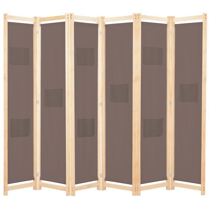 Vidaxl Parawan 6-Panelowy, Brązowy, 240 X 170 X 4 Cm, Tkanina