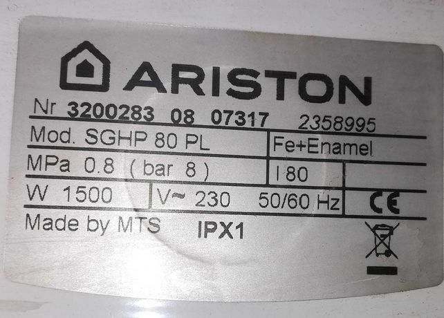 Sprzedam bojler elektryczny Ariston 80 litrów pionowy