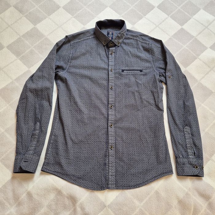 Koszula męska r. M, granatowa, s. Bdb