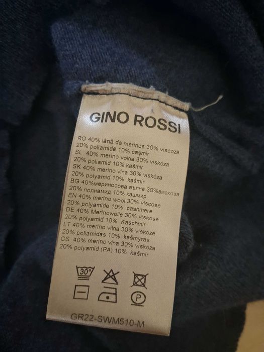 Granatowy sweter Gino Rossi wełna merino kaszmir
