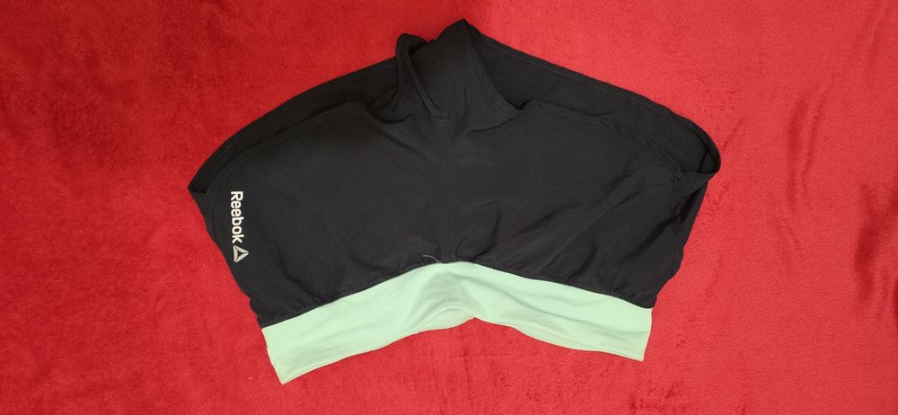 Spodenki sportowe  granatowo_turkusowe firmy Reebok na wio