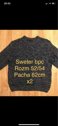 Sweter męski bpc 52/54 niebiesko czarny, ciepły Vintage