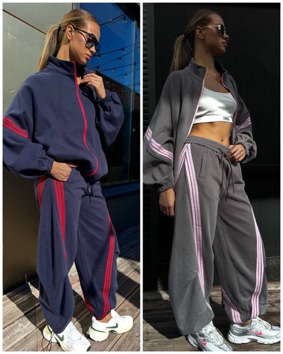 Інтернет-магазин‼️ костюм жіночий теплий на флісі оверсайз з лампасами