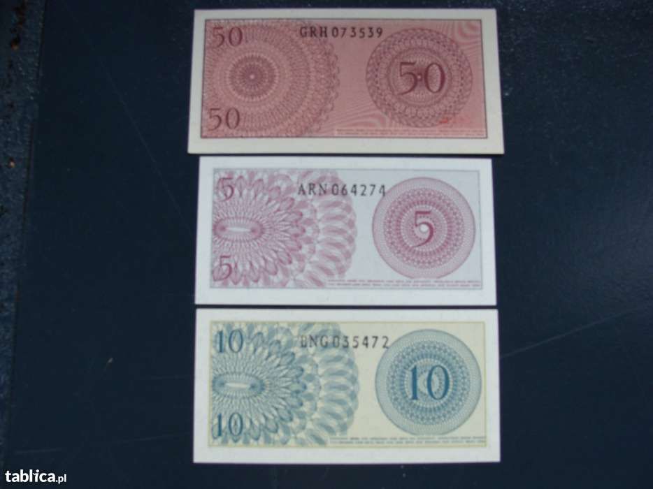 Banknot,banknoty zestaw 3 szt UNC bez obiegowe