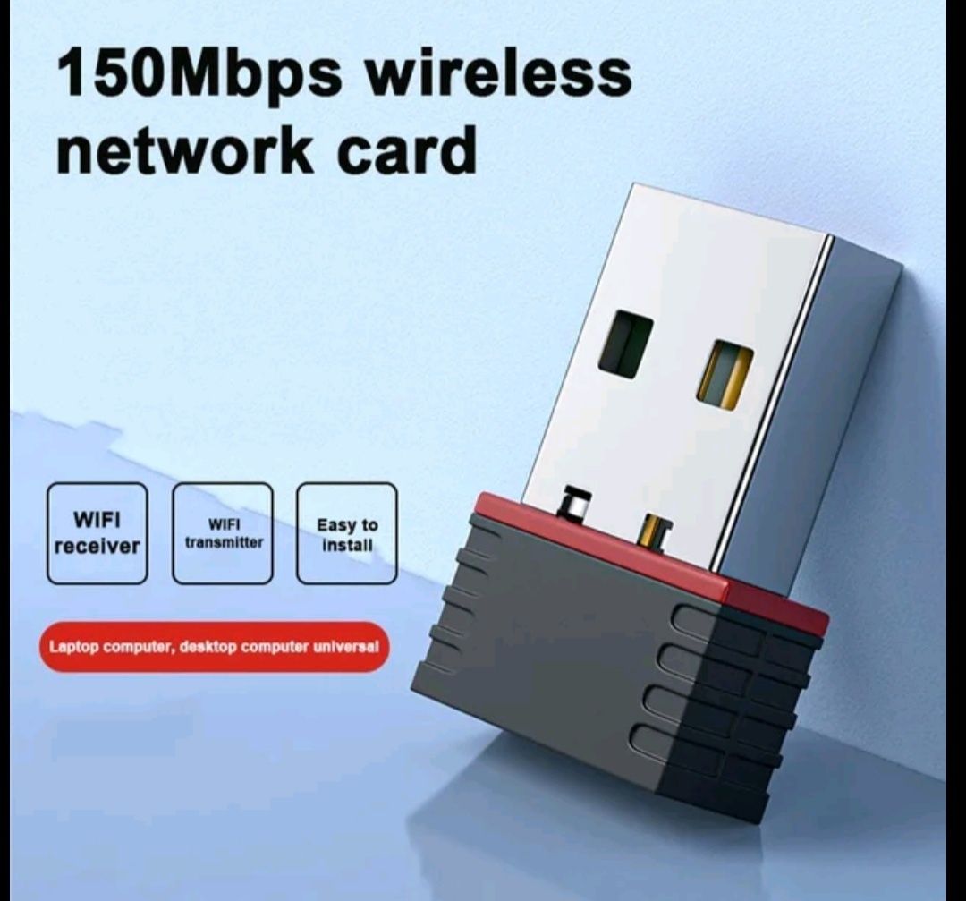 WiFi адаптер USB 2.0 стандарт WiFi 4/150 Мбіт/с для Windows XP/Vista/7