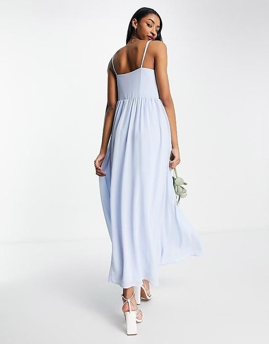 Vila 42 Xl Szyfonowa Sukienka Maxi Light Blue H16377