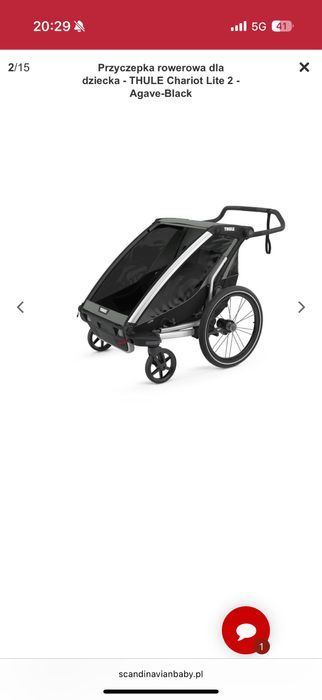 Przyczepka rowerowa dla dziecka - THULE Chariot Lite 2 nowa gwarancja