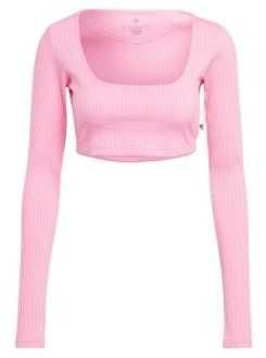 Prążkowana koszulka adidas z długimi rękawami L różowa